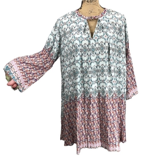 Umgee Floral Boho Festival Ready Mini Dress Size Small - Picture 3 of 7